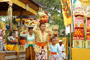 Bali temple ceremony in the village