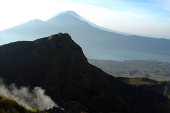View towards Gunung Abang and Gunung Agung from Batur volcano