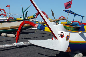 Fishing boats on the beach of East Bali