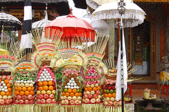 Bali offerings in a Temple