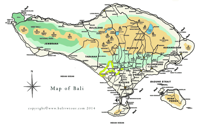 Route Map Tour 3 "Bali Rice Field Trekking"