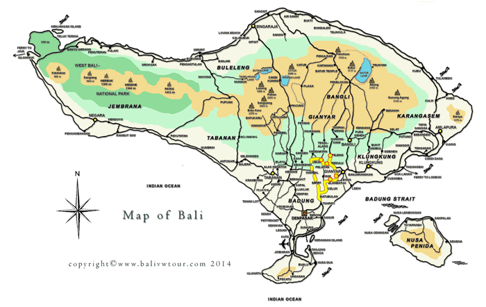 Route Map Tour 7 "Bali Artists - Ubud und Surroundings"